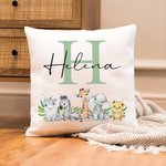 Personalised Cute Woodland Animals Soft Baby Cushion Cover with initial and Name Nursery Decor Baby Shower Gift for Newborns New Parents