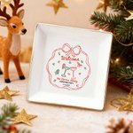 Personalized Hand-Painted Style Welcome Christmas Theme Ceramic Trinket Jewelry Dish with Name Christmas Gift for Family Friend