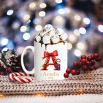 Tasse en céramique personnalisée avec nom et lettre Cadeau de Noël et d'anniversaire pour la famille et les amis