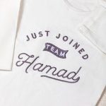 Personalized Just Joined Team 100% Cotton Soft Baby Bodysuit Knot Hat Pants Set with Embroidery Name Birthday Baby Shower Gift for Newborns