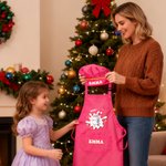 Personalized Cute Animal Fantasy Unicorn Adjustable Kid Apron Chef Hat Set with Name Cooking Handcraft Activities Birthday Holiday Gift for Kids