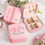 Henkilökohtainen Pearl Pink PU Nahka Korut laatikko nimi ja teksti Sorority Bid Day Initiation Big Little lahja Sororsille