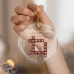 Personalised Brothers Sisters Puzzle Art Acrylic Christmas Ornament with Title and Name Home Tree Decor Christmas Gift for Family Friends