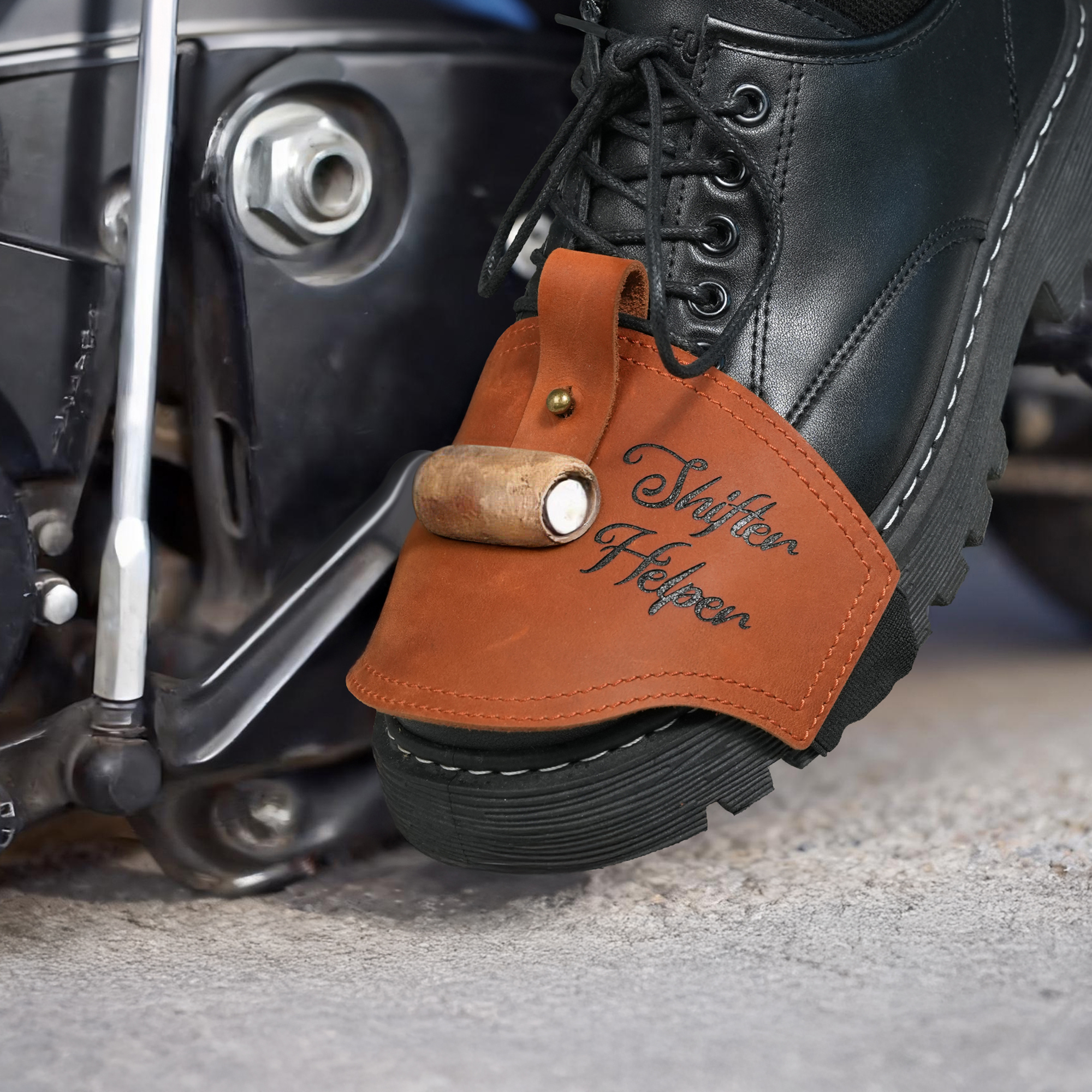 Protège-chaussure en cuir véritable personnalisé avec texte ou logo Cadeau d'anniversaire et de Noël pour les motocyclistes