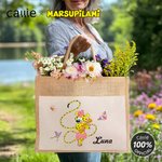 Personalized Cute Tail-Bouncing Marsupilami Jute Tote Bag with Name Birthday Christmas Gift for Friends | Callie × Marsupilami®