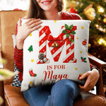 Personalizzato Candy Cane iniziale morbido cuscino di copertura con nome Home Decor regalo di Natale per gli amici Famiglia