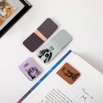 Personalised Sketch Dog Cat Face Magnetic Leather Bookmark Clip with Name School Office Stationary Supplies Gift for Pet Lover Book Lover