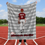 Personalizzato Multicolore Baseball Personaggio Coperta morbida con nome e numero Regalo di compleanno per l'amante del giocatore di baseball