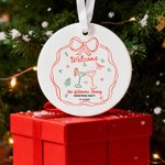 Personalized Hand-Painted Style Welcome Christmas Theme Ceramic Ornament with Family Name and Date Home Tree Decor Christmas Party Gift for Family