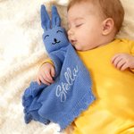 Personalized Healthcare Bunny Knitted Soft Baby Security Blanket with Embroidered Name Birthday Baby Shower Gift for Newborn New Mom