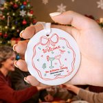 Personalized Hand-Painted Style Welcome Christmas Theme Ceramic Ornament with Family Name and Date Home Tree Decor Christmas Party Gift for Family