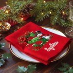 Henkilökohtainen 100% puuvillaa joulu Snowman Initial uudelleenkäytettävä pöytäliina nimellä Table Decor joululahja perheelle