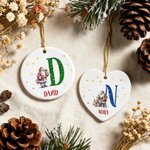 Personalised Santa Claus Ceramic Christmas Ornament with Name and Initial Home Decor Christmas Festival Party Favors for Family Friends