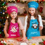 Gepersonaliseerd Schattige Dieren Kinderschort- en Koksmutsenset met Naam voor Koken Knutselactiviteiten Verjaardag of Feestdagen Cadeau voor Kinderen