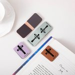 Henkilökohtainen Cross Syntymä Kukat Magneettinen nahkainen kirjanmerkki Clip nimi Kaste Syntymäpäivä Lahja Bookworms Christian Raamattu Reader