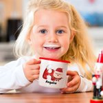 Personalised Cute Cartoon Santa Claus Snow Initial Design Multicolor 12 oz Enamel Mug with Name Daily Use Christmas Gift for Boys Girls