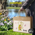 Personalized Cute Tail-Bouncing Marsupilami Jute Tote Bag with Name Birthday Christmas Gift for Friends | Callie × Marsupilami®