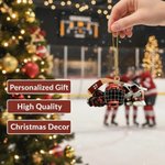 Personalized Flat Hockey Skates Helmet Stick Ornament with Name Tree Decor Christmas Gift For Hockey Lover
