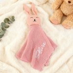 Personalized Healthcare Bunny Knitted Soft Baby Security Blanket with Embroidered Name Birthday Baby Shower Gift for Newborn New Mom