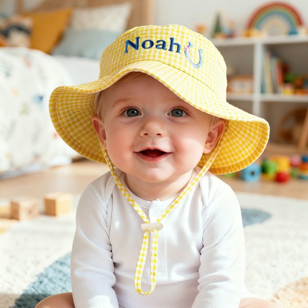 Chapeau de bébé brodé en forme de fer à cheval, cœur et fleur avec nom Cadeau d'anniversaire pour nouveau-nés et bébés