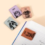 Personalised Sketch Dog Cat Face Magnetic Leather Bookmark Clip with Name School Office Stationary Supplies Gift for Pet Lover Book Lover