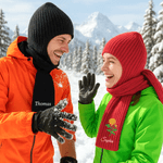 Personalized Multicolor Embroidered Birth Flower Warm 2-in-1 Knit Hooded Scarf with Name Birthday Gift for Woman Man Family