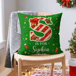 Personalizzato Candy Cane iniziale morbido cuscino di copertura con nome Home Decor regalo di Natale per gli amici Famiglia