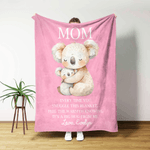 Personalized Koala Bear Parent-Child Animal Soft Throw Blanket with Nickname and Text Home Decor Christmas Birthday Gift for Mom