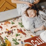 Personalised Cartoon Cowboys On Horseback Cactus Soft Baby Blanket with Name and Tassels Birthday Baby Shower Gift for Newborns New Parents