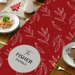 Camino de Mesa Personalizado Christmas Foliage con Nombre de Familia Decoración del Hogar Regalo de Navidad para Amigos de la Familia