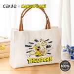 Personalized Cute Tail-Bouncing Marsupilami Canvas Tote Bag with Name and PU Leather Handle Birthday Gift for Friends | Callie × Marsupilami®