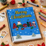 Personalised Santa Claus Christmas Tree Spiral A5 Notebook with Name and 120 Lined Pages Christmas Gift for Family Kids