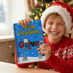 Personalised Santa Claus Christmas Tree Spiral A5 Notebook with Name and 120 Lined Pages Christmas Gift for Family Kids