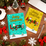 Personalised Santa Claus Christmas Tree Spiral A5 Notebook with Name and 120 Lined Pages Christmas Gift for Family Kids