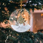 Gepersonaliseerd Schattig Dieren Baby's Eerste Kerstmis Transparant Acryl Ornament met Naam en Jaar Boomdecoratie Kerst Babyshower Cadeau voor Baby
