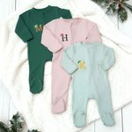 Personalisierte Multicolor bestickt Santa Hut Initial 100% Baumwolle Baby Strampler 1. Weihnachten Geschenk für Neugeborene Babys
