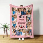 Personalized Family Photos Flower Heart Soft Throw Blanket with Nickname Home Decor Christmas Birthday Gift for Mom