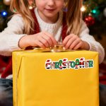 Personalized Christmas Theme Design Waterproof Stickers Labels with Name Christmas Decor Party Favors for Family Friends