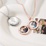 Personalisierte Foto Medaillon Halskette mit Geburtsblume und Text Gravur Geburtstag Jahrestag Geschenk für Damen