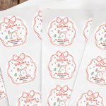Personalized Hand-Painted Style Christmas Theme Stickers Labels with Family Name and Date Gift Decor Christmas Party Favors for Family