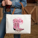 Personalized Vintage Jewelry Style Boots Canvas Tote Bag with Name Wedding Party Mother's Day Christmas Gift for Cowgirl Bridesmaid Mom