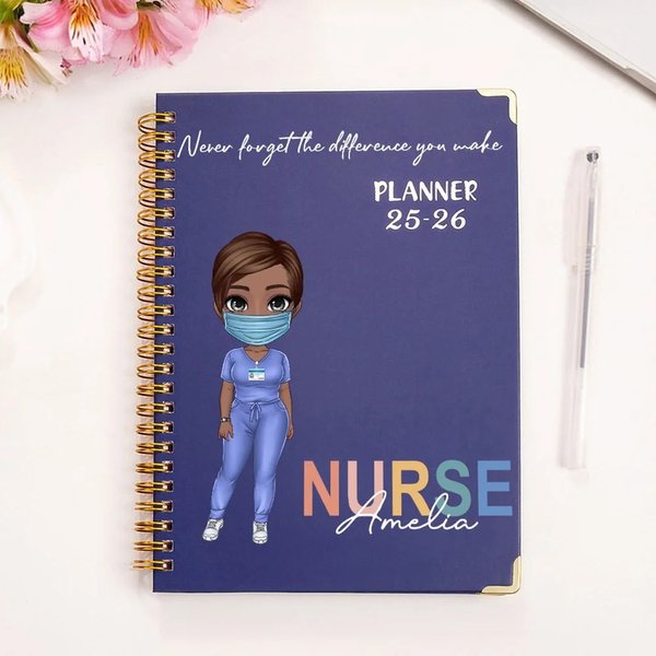 N'oubliez jamais la différence que vous faites - Personnalisé Cartoon Medical Character 2026 Planner A5 Spiral Notebook