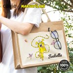 Personalized Cute Tail-Bouncing Marsupilami Jute Tote Bag with Name Birthday Christmas Gift for Friends | Callie × Marsupilami®
