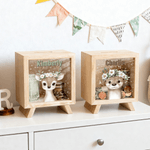 Personalized Cute Flower Wreath Animals Wooden Money Box Piggy Bank with Name Back to School Birthday Gift for Kids