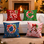 Personalizzato Candy Cane iniziale morbido cuscino di copertura con nome Home Decor regalo di Natale per gli amici Famiglia