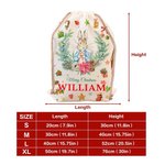 Personalized Cute Peter Rabbit Wreath Drawstring Christmas Gift Bag with Name Christmas Eve Party Gift for Kids Family Friends