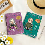 Personalized Birth Flower Cartoon Character A5 Spiral Notebook with Name and 120 Lined Pages Birthday Christmas Gift for Family Friends Book Lovers