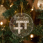 Personalised Brothers Sisters Puzzle Art Acrylic Christmas Ornament with Title and Name Home Tree Decor Christmas Gift for Family Friends