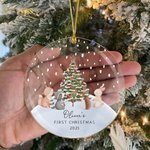Gepersonaliseerd Schattig Dieren Baby's Eerste Kerstmis Transparant Acryl Ornament met Naam en Jaar Boomdecoratie Kerst Babyshower Cadeau voor Baby