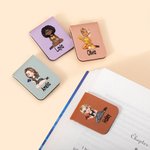 Personalisierte Cartoon Mädchen magnetische Leder Lesezeichen Clip mit Namen Lesen Schreibwaren liefert Geburtstagsgeschenk für Buchliebhaber Bücherwurm